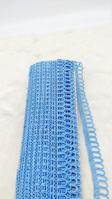 9 Yards Blue Embroidery Cotton Lace Trim, Approx. 20mm Wide, Fringe Trim